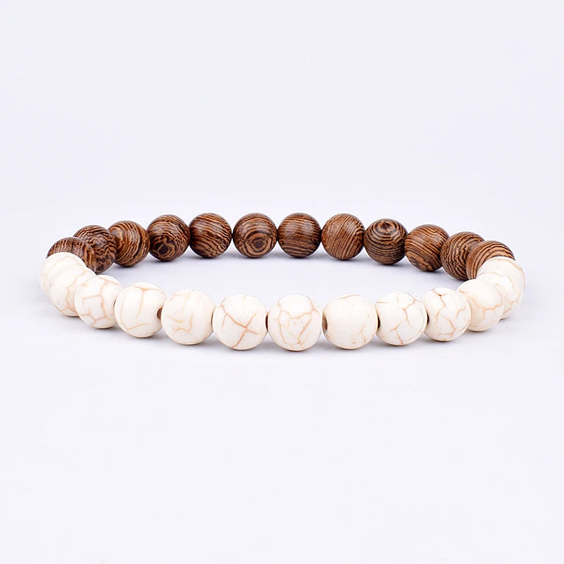 Volcanic Stone Bracelet for Men Lava Wooden 8Mm Beads Bracelet Tibetan Buddha Wrist Chain Women Men Jewelry Gift New Bracelets