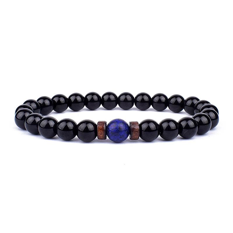 Volcanic Stone Bracelet for Men Lava Wooden 8Mm Beads Bracelet Tibetan Buddha Wrist Chain Women Men Jewelry Gift New Bracelets