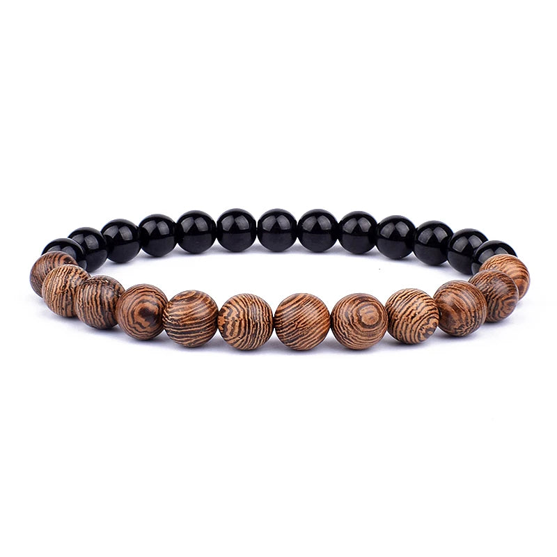 Volcanic Stone Bracelet for Men Lava Wooden 8Mm Beads Bracelet Tibetan Buddha Wrist Chain Women Men Jewelry Gift New Bracelets